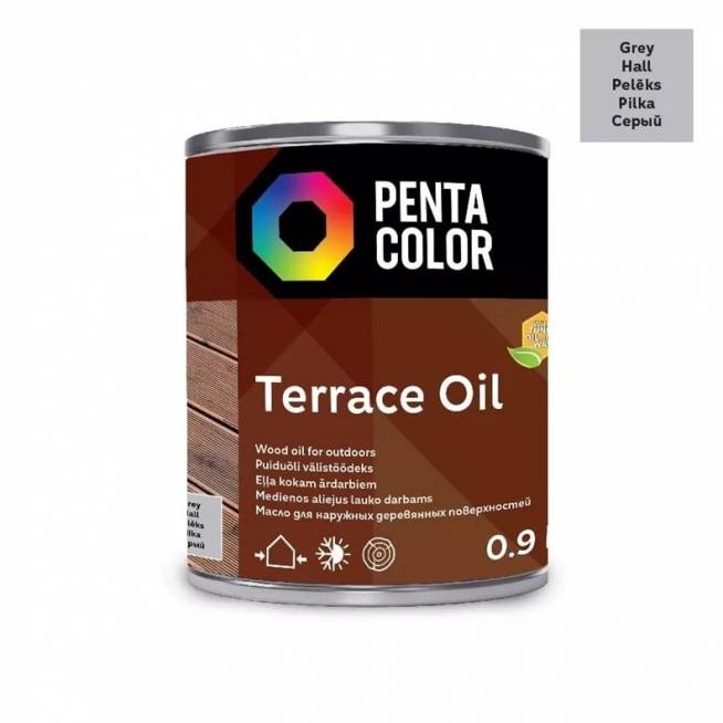 Terasų aliejus Pentacolor Terrace Oil, pilka, 0.9 l