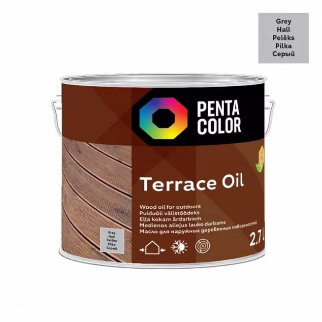 Terasų aliejus Pentacolor Terrace Oil, pilka, 2.7 l