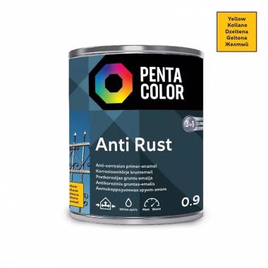 Emaliniai dažai Pentacolor Anti Rust, pusiau blizgus, 0.9 l, geltona