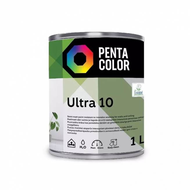 Dispersiniai dažai Pentacolor Ultra 10, balta, 1 l