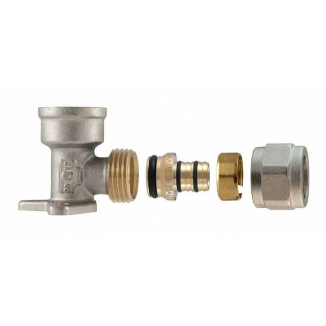 Tvirtinamoji išardoma alkūnė TDM Brass 1480, 90 °, 20mm x 3/4", žalvaris/nikelis