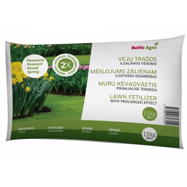 Trąšos vejoms Baltic Agro Lawn fertilizers, birios, 15 kg