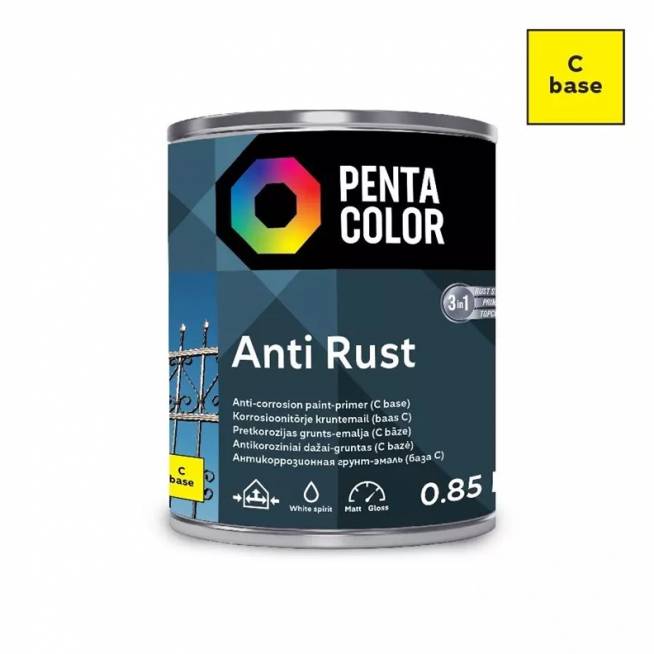 Emaliniai dažai Pentacolor Anti Rust, pusiau blizgus, 0.9 l, be spalvos