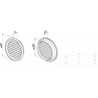 Ventiliacijos grotelės Haushalt MV80BVS, aliuminis, 80 mm