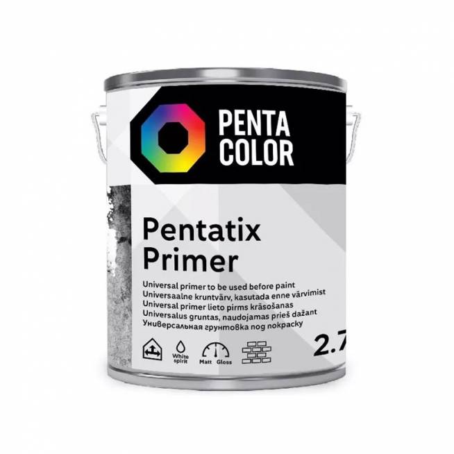 Gruntas alkidinis Pentacolor Pentatix, balta, 2.7 l