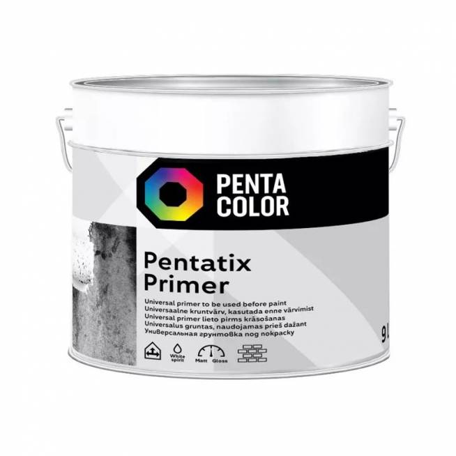 Gruntas alkidinis Pentacolor Pentatix, balta, 9 l