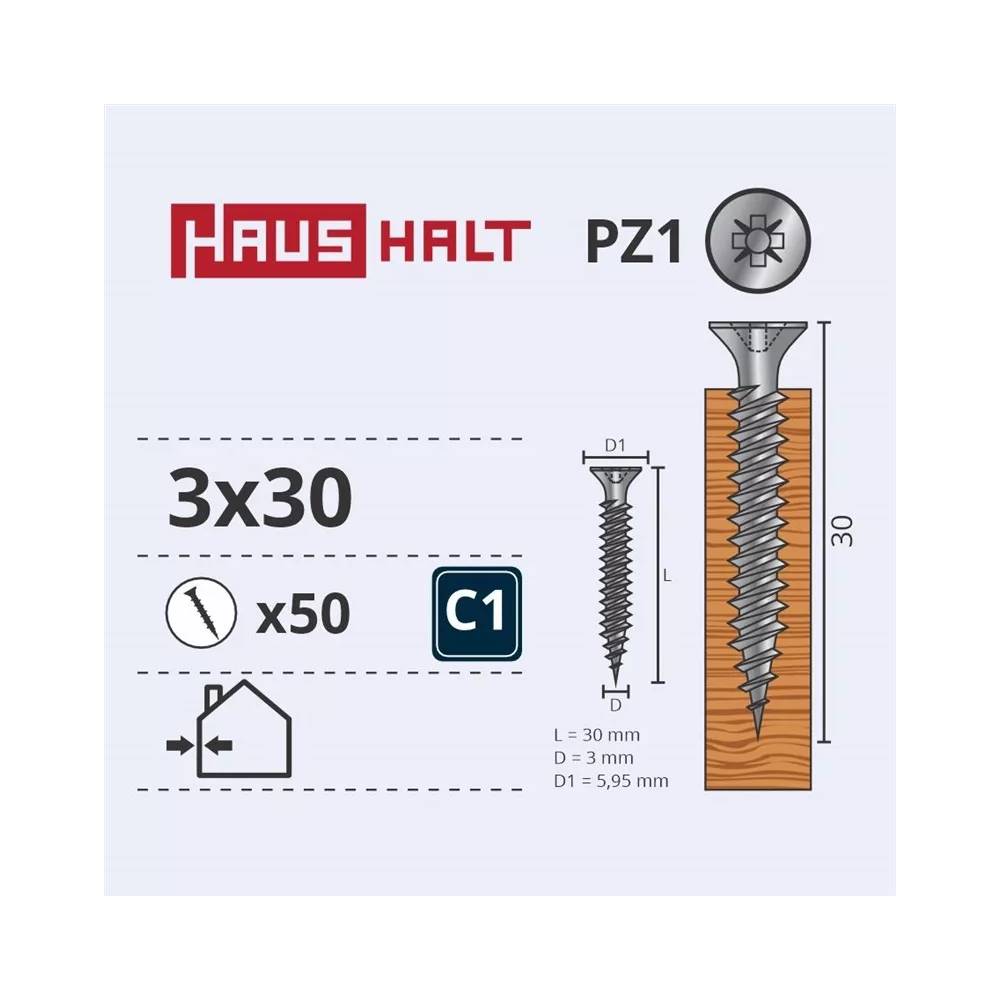 Medsraigtis Haushalt, 3 x 30 mm, balta, 50 vnt.