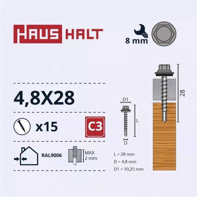 Savisriegis Haushalt, 4.8 mm x 28 mm, 15 vnt.