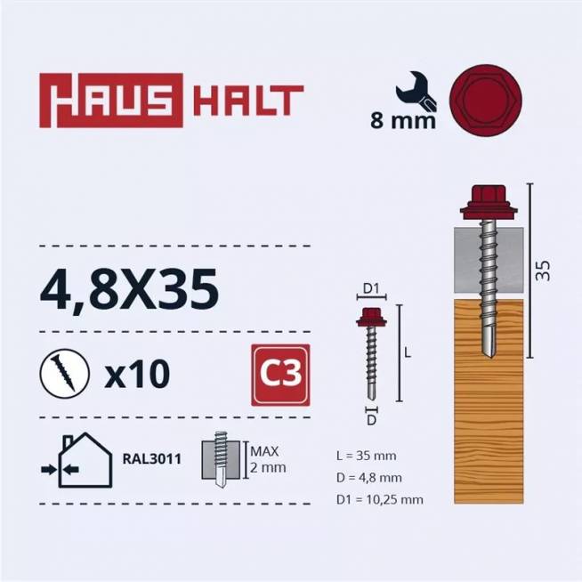 Savisriegis Haushalt, 4.8 mm x 35 mm, 10 vnt.