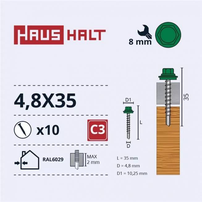 Savisriegis Haushalt, 4.8 mm x 35 mm, 10 vnt.