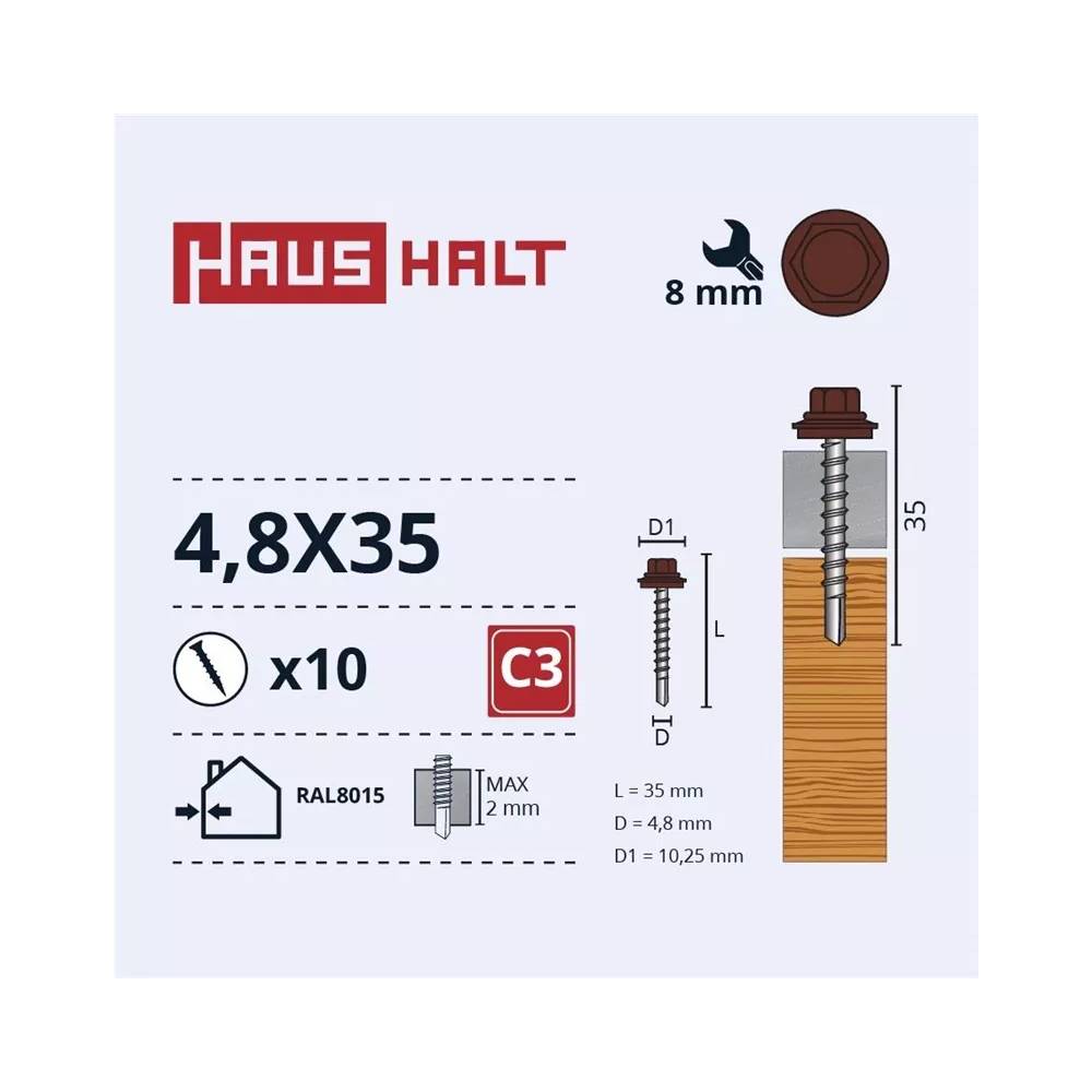 Savisriegis Haushalt, 4.8 mm x 35 mm, 10 vnt.