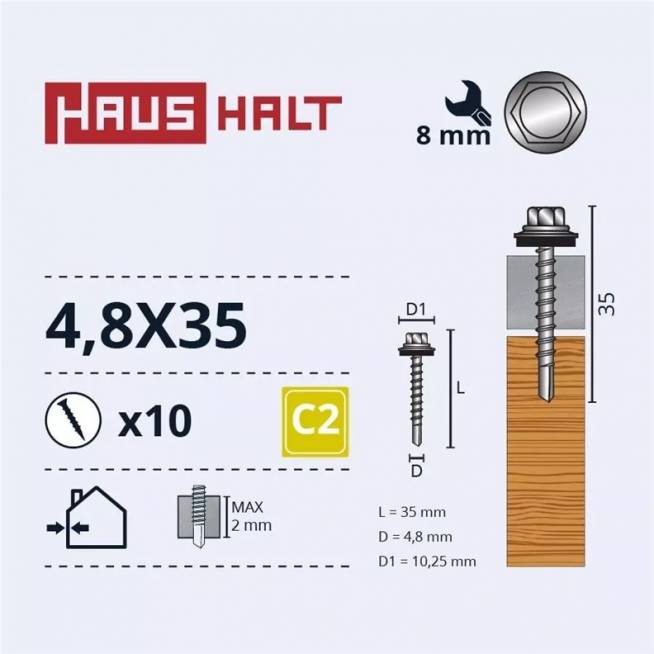 Savisriegis Haushalt, 4.8 mm x 35 mm, 10 vnt.