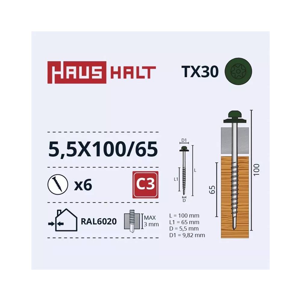 Savisriegis Haushalt, 5.5 mm x 100 mm, 6 vnt.