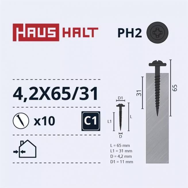 Savisriegis Haushalt DIN 14566, 4.2 mm x 61 mm/31 mm, 10 vnt.