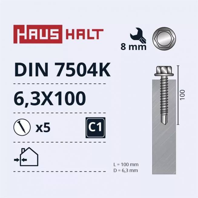 Savisriegis Haushalt, 6.3 mm x 100 mm, 5 vnt.