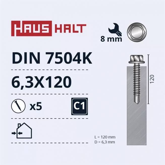 Savisriegis Haushalt, 6.3 mm x 120 mm, 5 vnt.