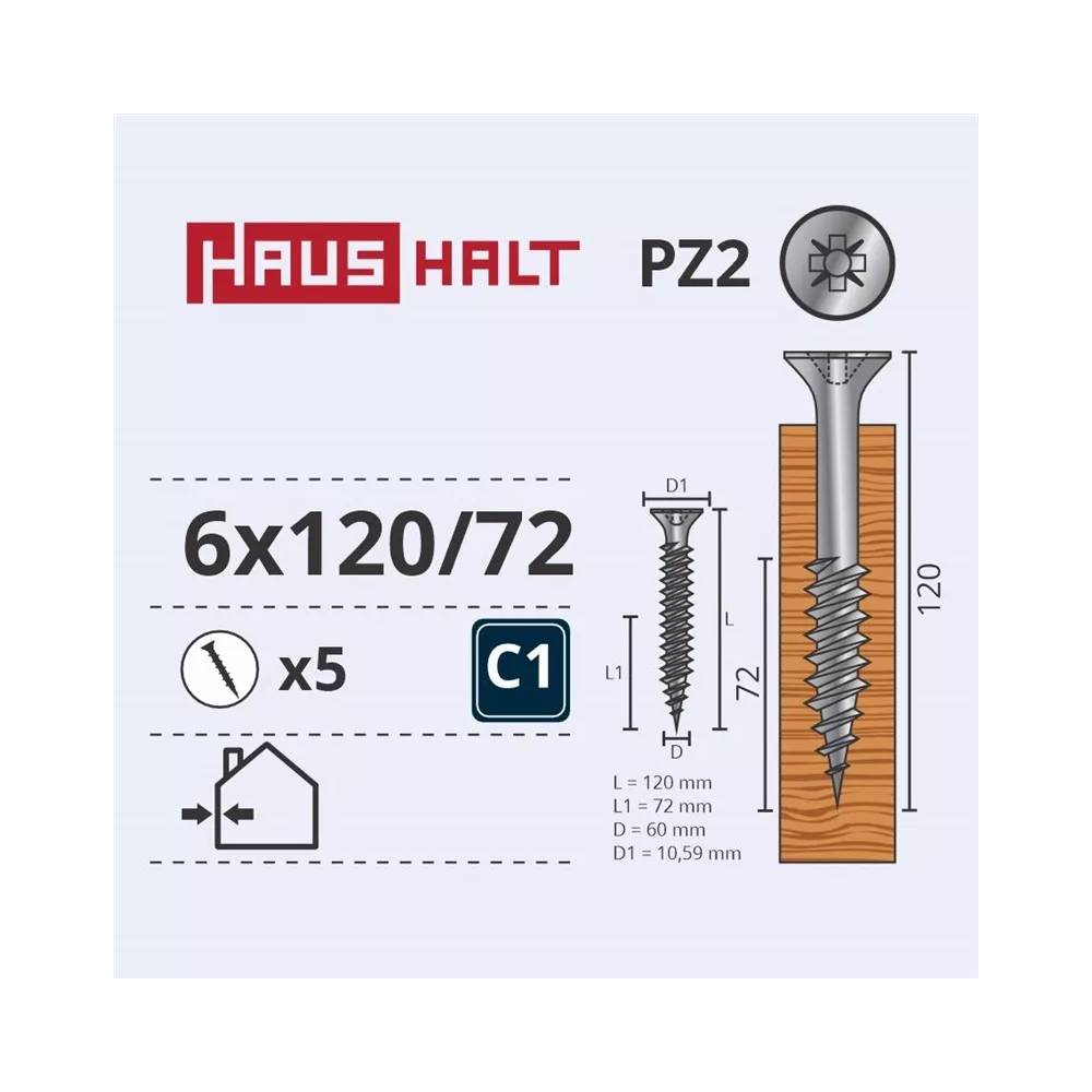 Medsraigtis Haushalt, 6 x 120 mm, balta, 5 vnt.