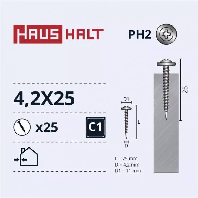 Savisriegis Haushalt, 4.2 mm x 25 mm, 25 vnt.