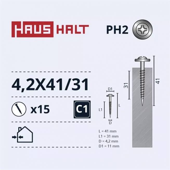 Savisriegis Haushalt DIN 14566, 4.2 mm x 41 mm/31 mm, 15 vnt.