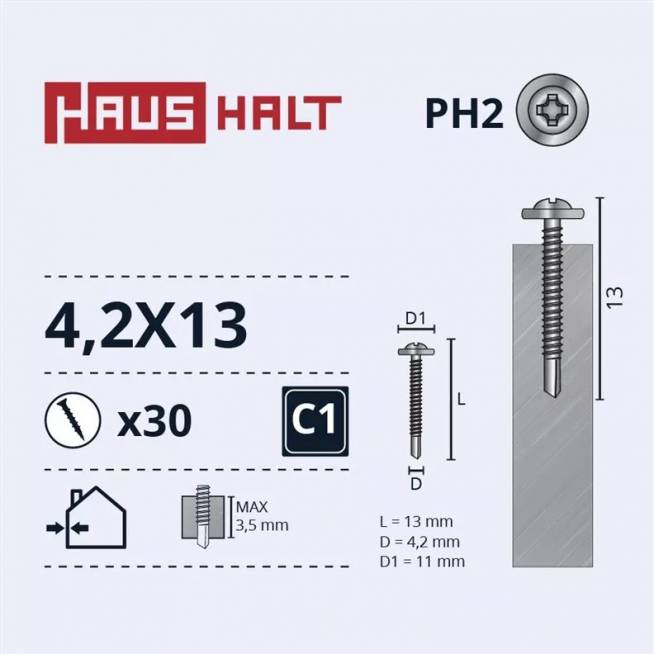 Savisriegis Haushalt DIN 14566, 4.2 mm x 13 mm, 30 vnt.