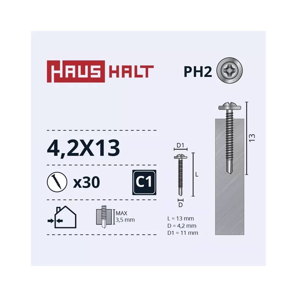 Savisriegis Haushalt DIN 14566, 4.2 mm x 13 mm, 30 vnt.