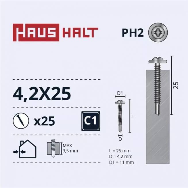 Savisriegis Haushalt, 4.2 mm x 25 mm, 25 vnt.