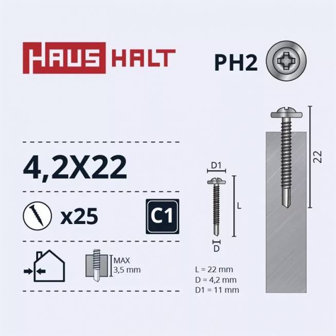 Savisriegis Haushalt, 4.2 mm x 22 mm, 25 vnt.