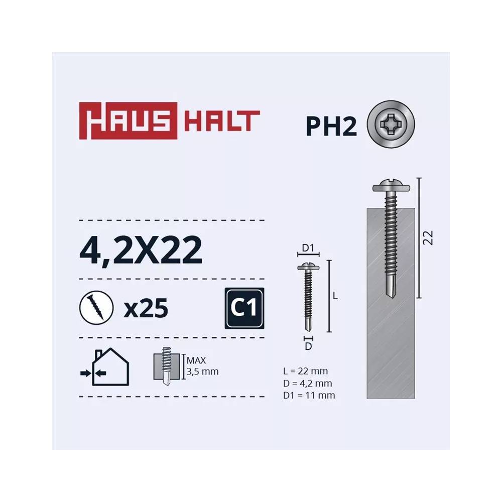 Savisriegis Haushalt, 4.2 mm x 22 mm, 25 vnt.