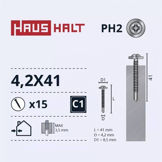 Savisriegis Haushalt, 4.2 mm x 41 mm, 15 vnt.