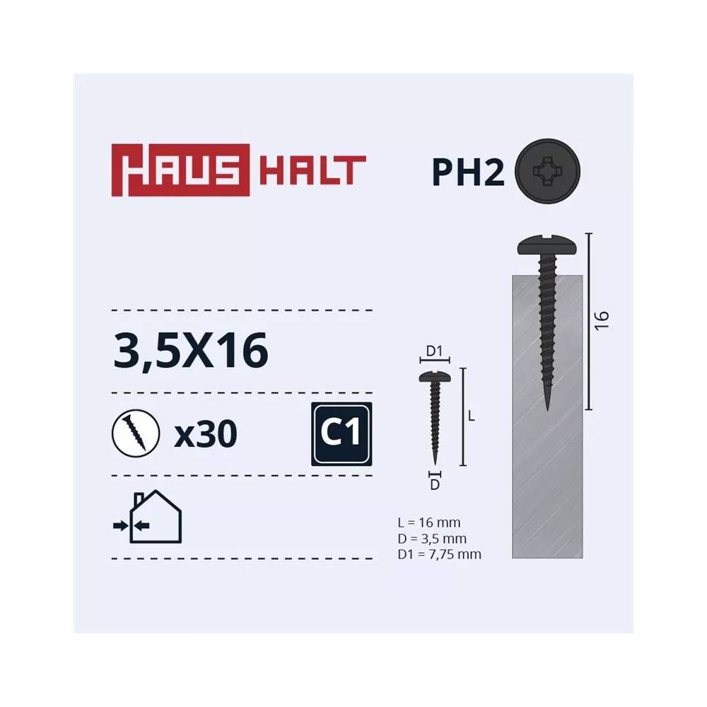 Savisriegis Haushalt, 3.5 mm x 16 mm, 30 vnt.