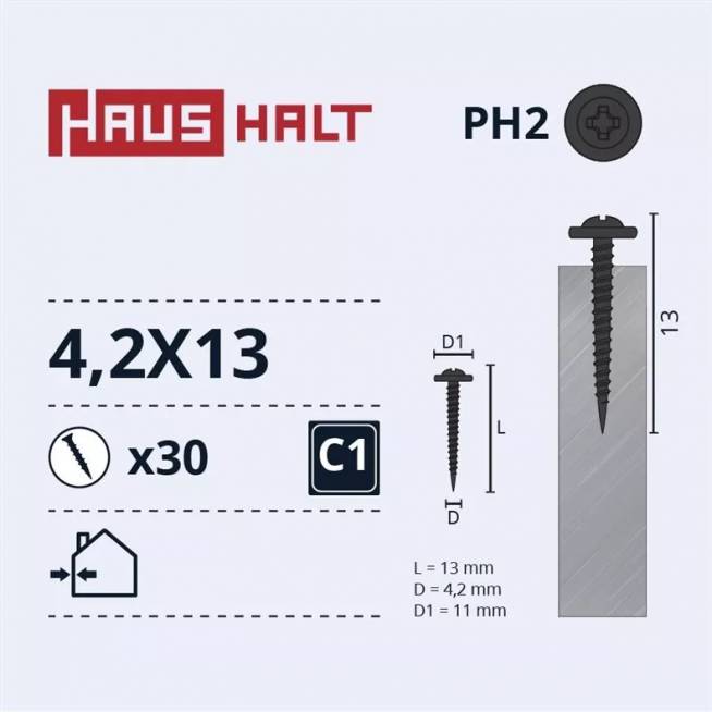 Savisriegis Haushalt DIN 14566, 4.2 mm x 13 mm, 30 vnt.