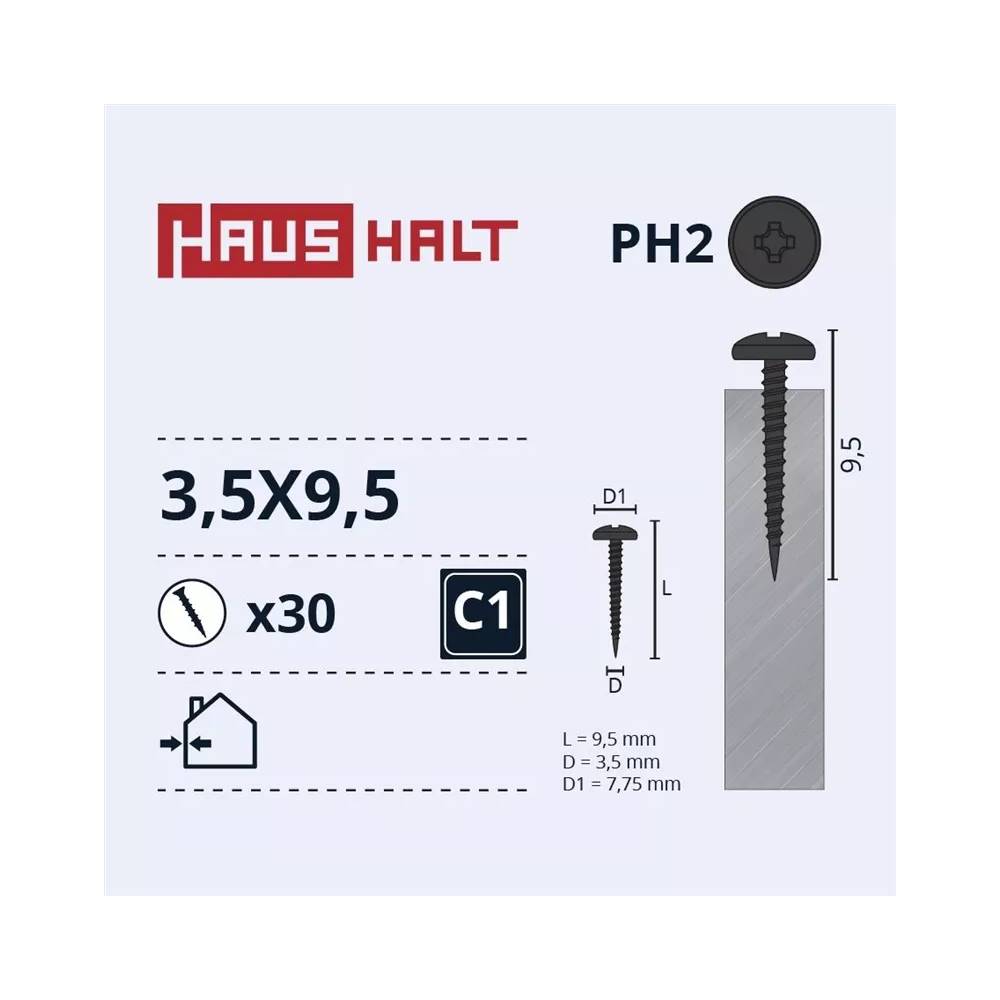 Savisriegis Haushalt DIN 7981C, 3.5 mm x 9.5 mm, 30 vnt.