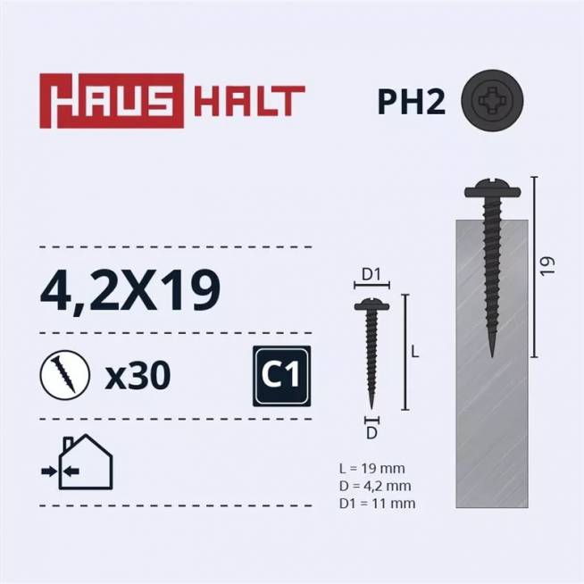 Savisriegis Haushalt DIN 14566, 4.2 mm x 19 mm, 30 vnt.