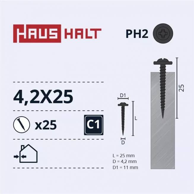 Savisriegis Haushalt DIN 14566, 4.2 mm x 25 mm, 25 vnt.