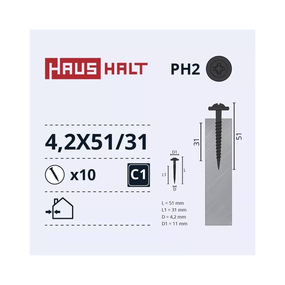 Savisriegis Haushalt DIN 14566, 4.2 mm x 51 mm/31 mm, 10 vnt.