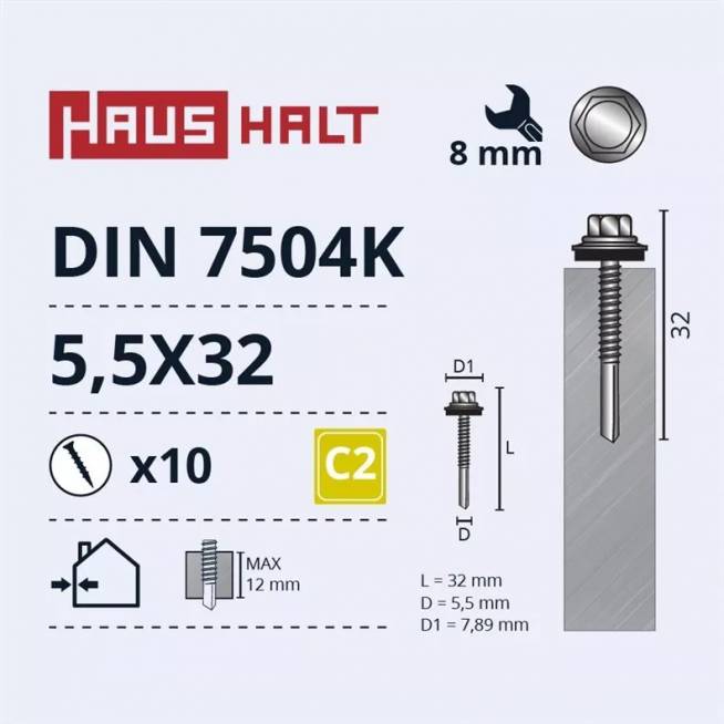 Savisriegis Haushalt, 5.5 mm x 32 mm, 10 vnt.