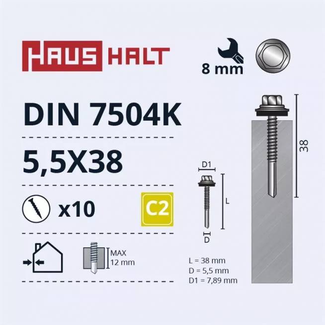 Savisriegis Haushalt, 5.5 mm x 38 mm, 10 vnt.