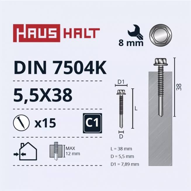 Savisriegis Haushalt, 5.5 mm x 38 mm, 15 vnt.