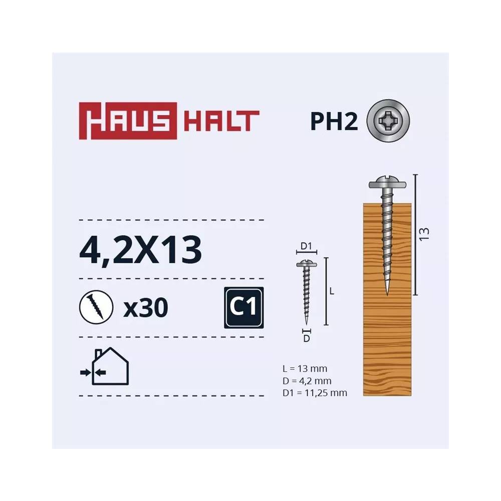 Savisriegis Haushalt DIN 14566, 4.2 mm x 13 mm, 30 vnt.