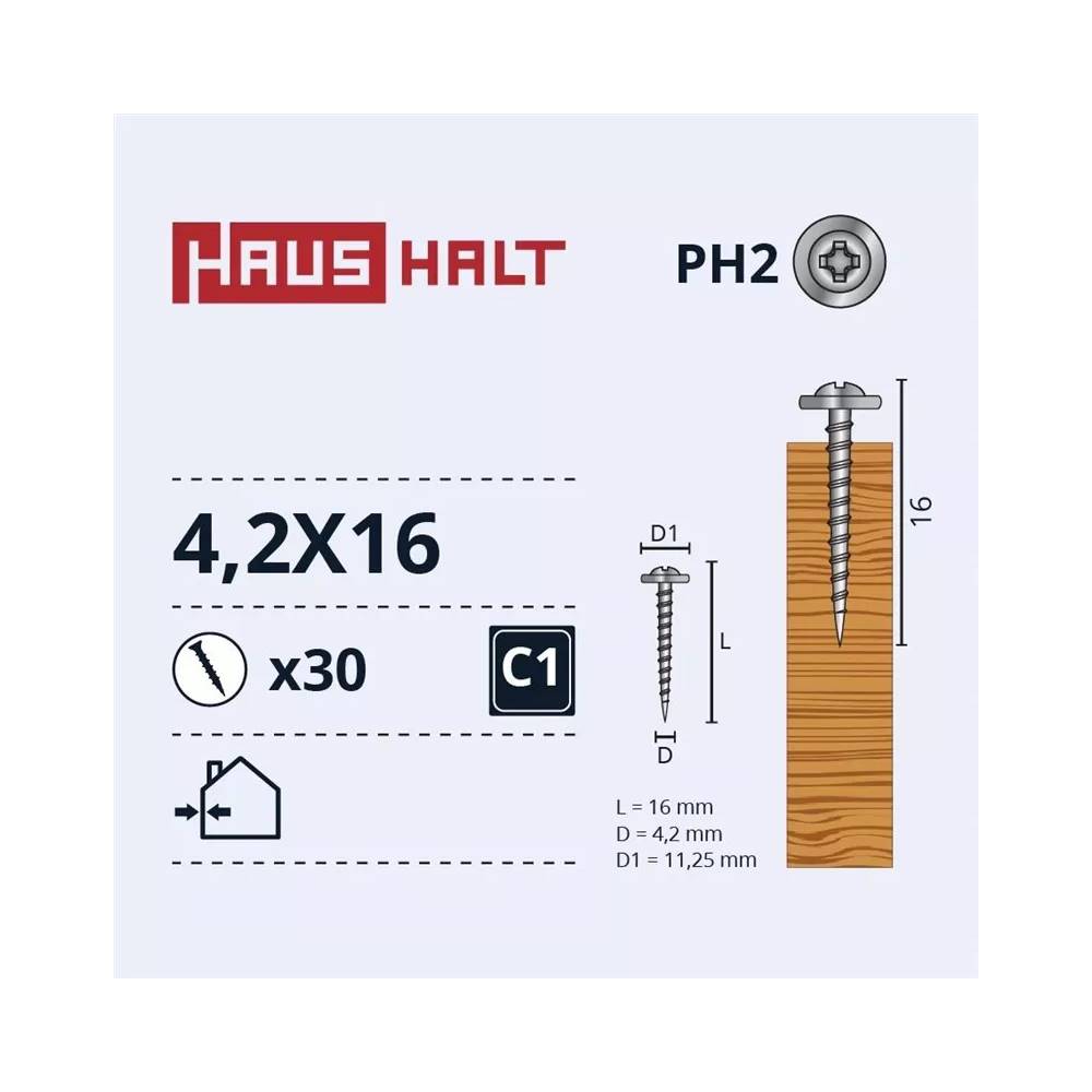 Savisriegis Haushalt DIN 14566, 4.2 mm x 16 mm, 30 vnt.