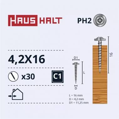 Savisriegis Haushalt DIN 14566, 4.2 mm x 16 mm, 30 vnt.