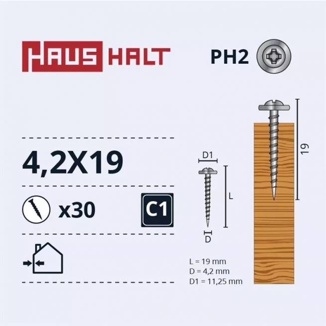 Savisriegis Haushalt DIN 14566, 4.2 mm x 19 mm, 30 vnt.