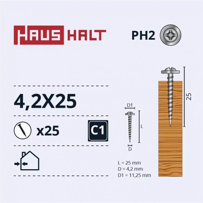 Savisriegis Haushalt DIN 14566, 4.2 mm x 25 mm, 25 vnt.