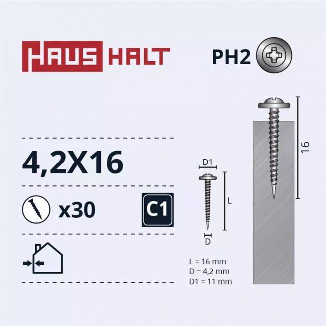 Savisriegis Haushalt, 4.2 mm x 16 mm, 30 vnt.