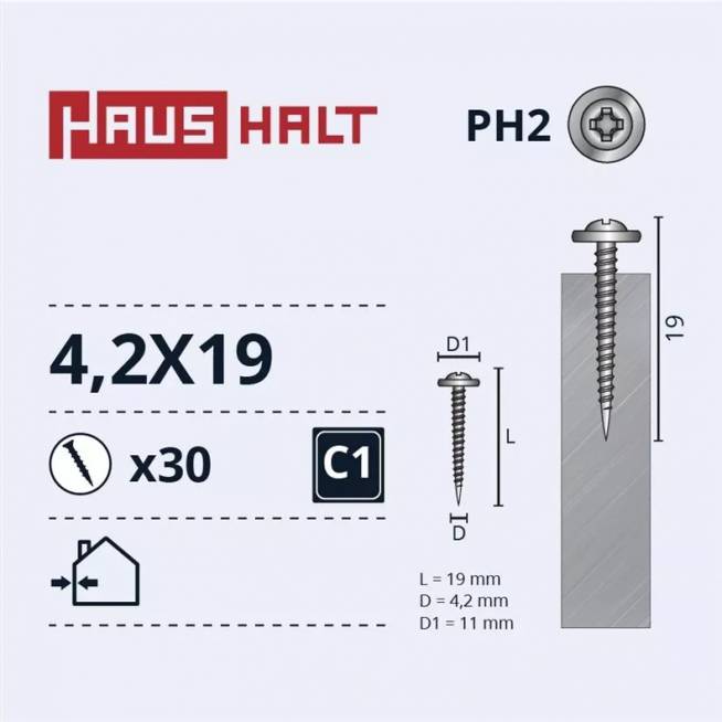 Savisriegis Haushalt, 4.2 mm x 19 mm, 30 vnt.