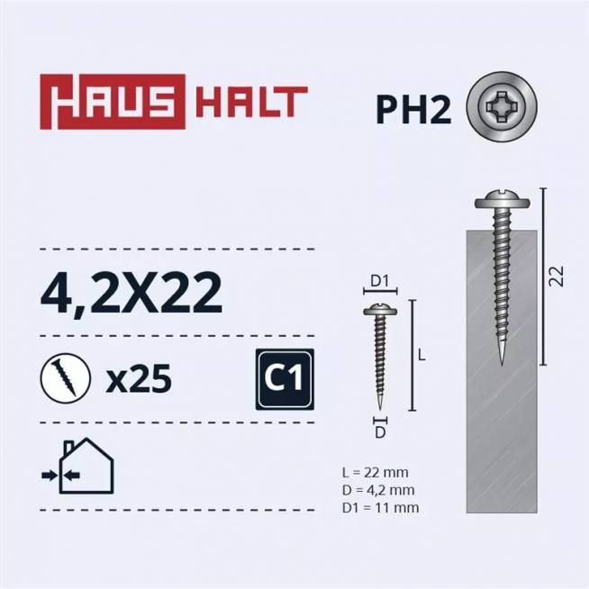 Savisriegis Haushalt, 4.2 mm x 22 mm, 25 vnt.