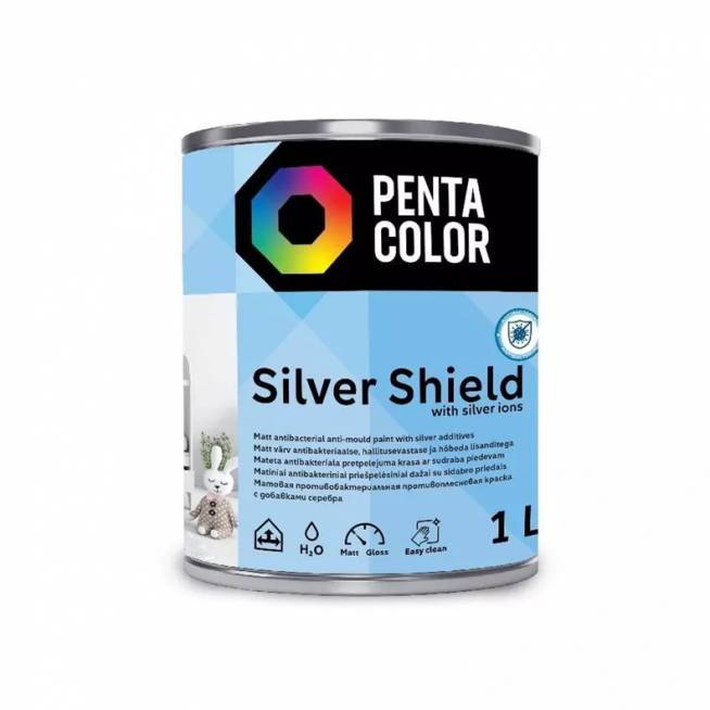 Sienų dažai Pentacolor Silver Shield, balta, 1 l