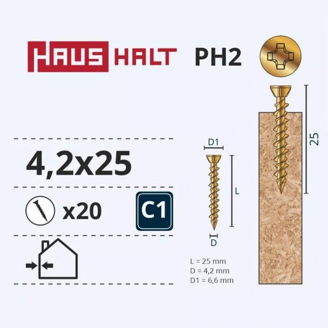 Medsraigtis Haushalt ZN, PH, 4.2 x 25 mm, geltona, 20 vnt.