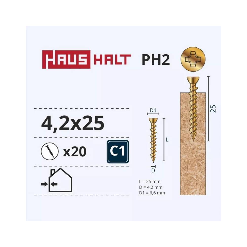 Medsraigtis Haushalt ZN, PH, 4.2 x 25 mm, geltona, 20 vnt.