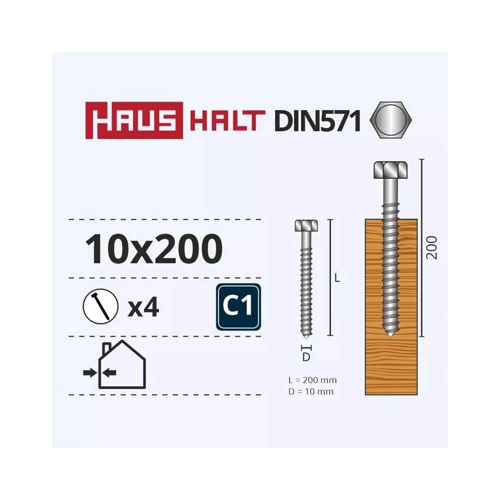 Medsraigtis Haushalt, 10 x 200 mm, 4 vnt.